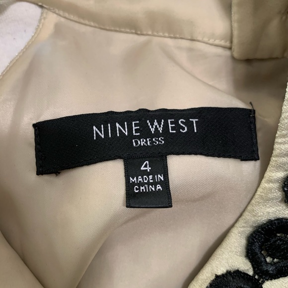 NINE WEST Pale Gold Shift Dress with Black Detail - Picture 6 of 7